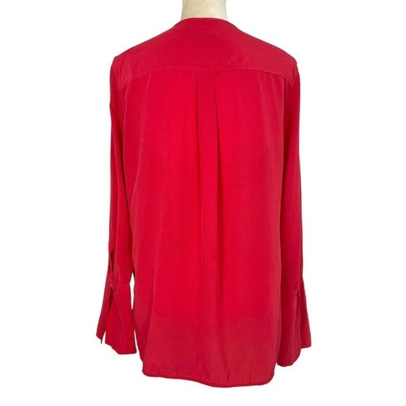 Equipment Kenley Silk Flare Sleeve Blouse Red Medium Classy Sophisticated Casual - Picture 8 of 12
